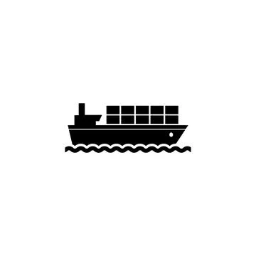 A sleek and massive container ship navigates through the rolling waves, symbo Stock Illustration