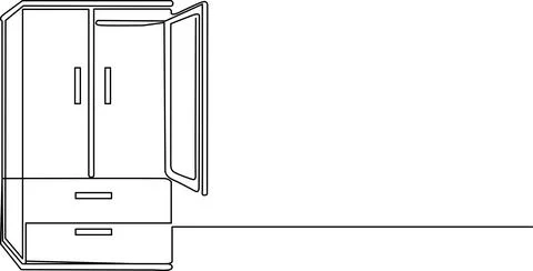 A sleek and modern refrigerator with a bottom freezer drawer. Vector Stock-Illustration