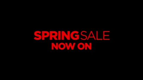 Sleek and timeless red Spring sale Now On graphics animate onto the screen. 4k Stock Footage 340287515