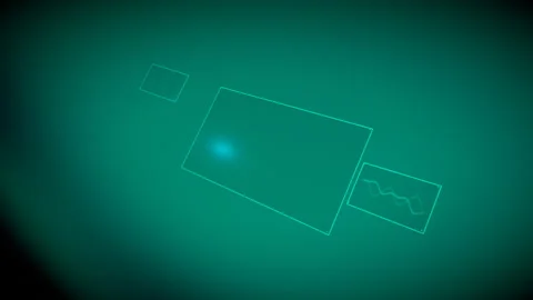 Sleek angled fly-by of a spatial computing UI, 4K Stock Footage 338433015