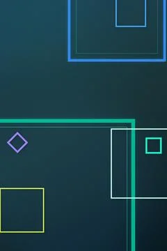 A sleek arrangement of luminous rectangular and square outlines floats acro.. Stock Illustration