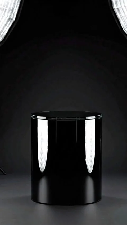 Sleek Black and Chrome 3D Podium for Modern Product Showcase Stock Footage 341995105