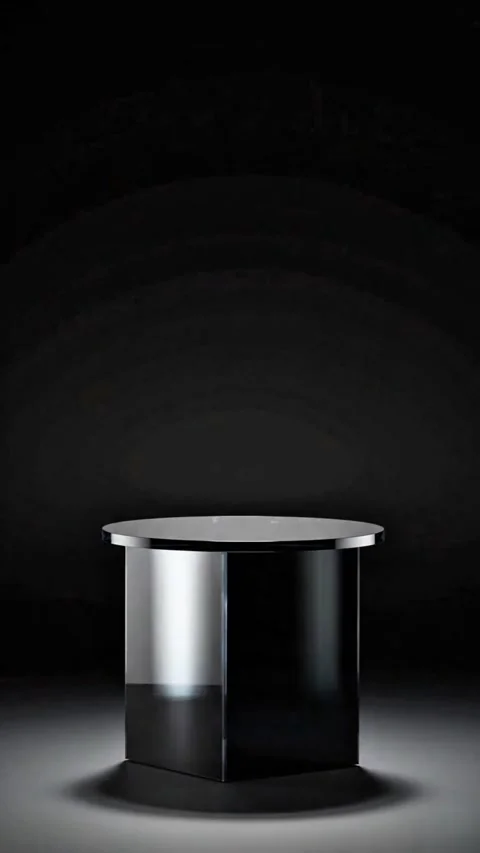 Sleek Black and Chrome 3D Podium for Modern Product Showcase Stock Footage 341995107