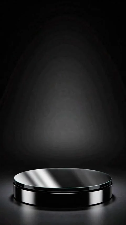 Sleek Black and Chrome 3D Podium for Modern Product Showcase Stock Footage 341995109