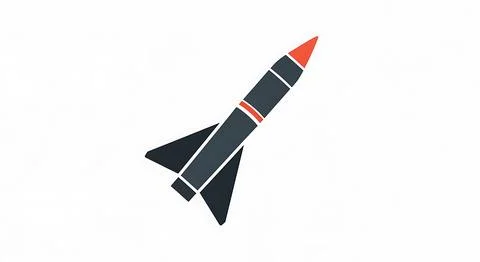 A sleek, black and red rocket, stylized with clean lines and sharp angles, .. Illustrazione stock