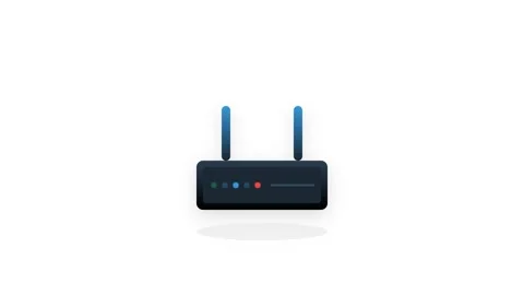 A sleek black to blue gradient router icon featuring adjustable antennas, s.. Stock-Footage 346202420