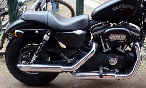 Sleek Black Motorcycle Stock Photos