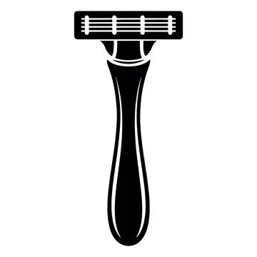 A sleek black silhouette of a modern multi blade razor on a white background Stock Illustration