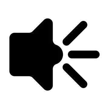 Sleek black speaker icon with three rounded sound waves. This clean, modern.. Stock Illustration