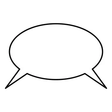 Sleek Black Speech Bubble, Dialogue Icon in Simple Outline Stock Illustration