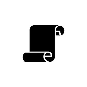 Sleek black vector icon depicting an ancient paper scroll Stock Illustration