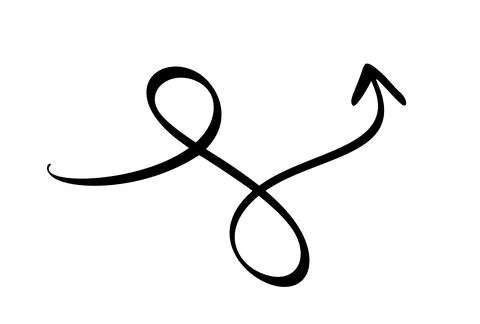 Sleek, black wavy arrow vector with smooth, flowing curves with sigh infinity Stock Illustration