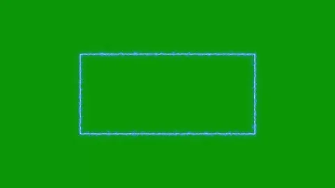 Sleek blue neon rectangular frame glowing isolated against chroma key Видео 346824311