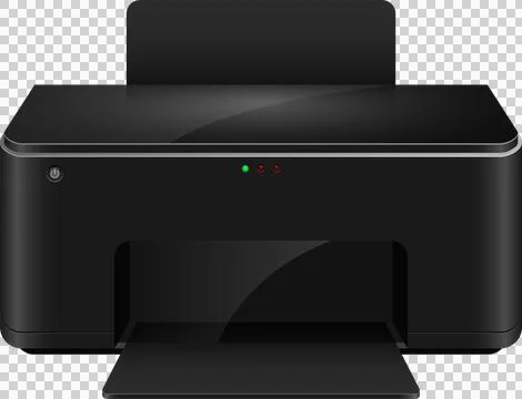 A sleek, dark-colored printer designed for home or office use, ready for pr.. Stock Illustration