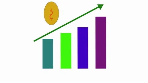 Sleek data driven animation of an upward moving arrow over a business graph.. Stock Footage 309011941