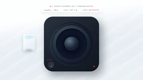 Sleek Digital Audio Interface Displaying Subwoofer Monitor Control with Dyn.. Stock Footage 348195415