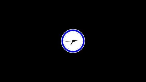 Sleek digital clock animation with blue border and black hour and minute ha.. Stock Illustration