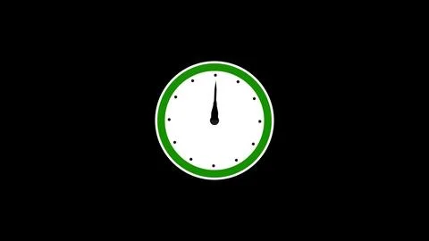 Sleek digital clock animation with green border and black hour and minute h.. Stock Illustration
