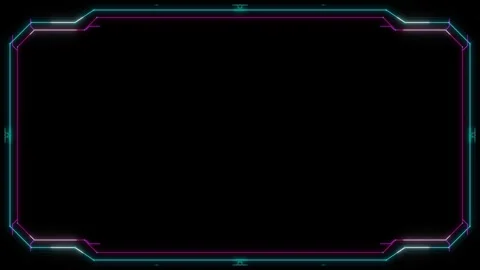 Sleek digital frame with cyan and magenta neon outlines and subtle tech det.. 動画素材 335826482