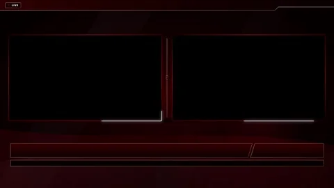 Sleek dual screen broadcast template with live indicator and red border detai 動画素材 335826274