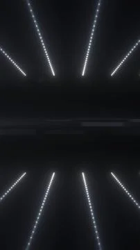 Sleek futuristic scene with rows of white LED light beams converging into a d Stock Illustration