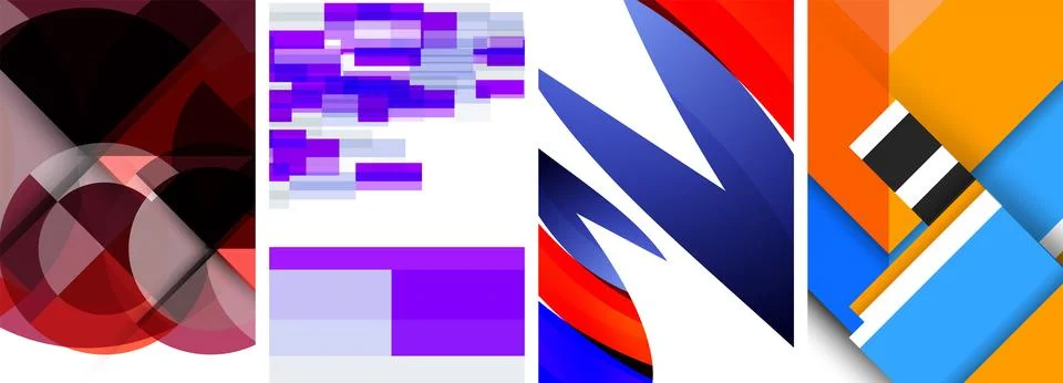 Sleek geometric abstract backgrounds composed of circles, lines, and triangles 스톡 일러스트