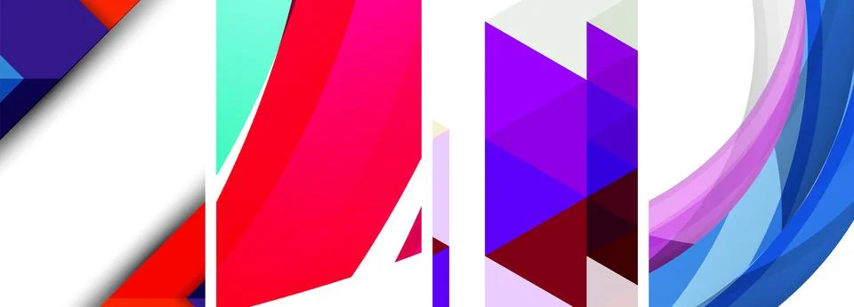 Sleek geometric abstract backgrounds composed of circles, lines, and triangles Illustrazione stock