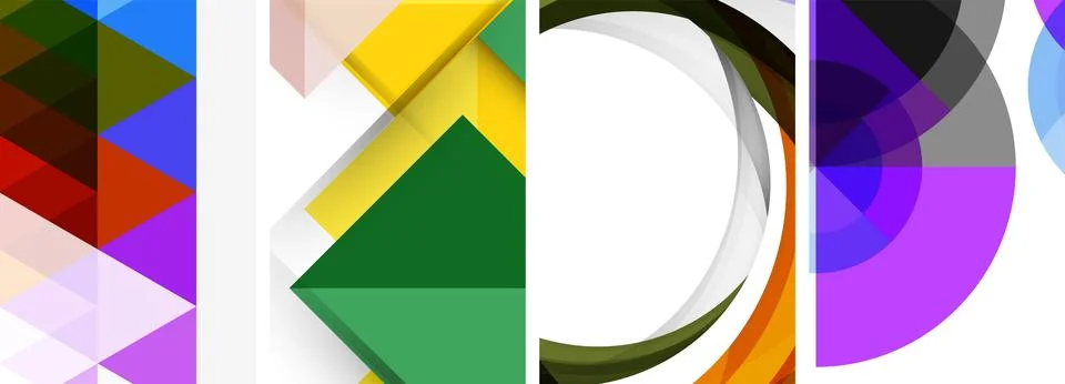 Sleek geometric abstract backgrounds composed of circles, lines, and triangles 스톡 일러스트