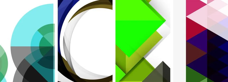 Sleek geometric abstract backgrounds composed of circles, lines, and triangles 스톡 일러스트