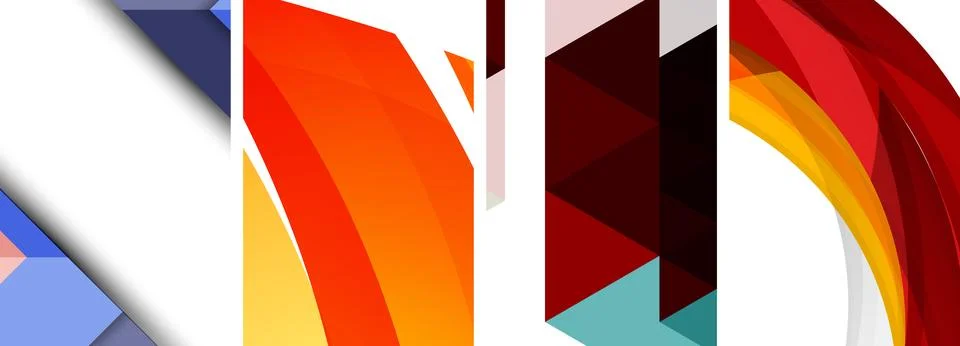 Sleek geometric abstract backgrounds composed of circles, lines, and triangles Stock Illustration