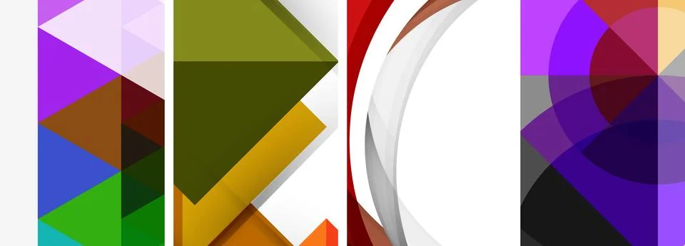 Sleek geometric abstract backgrounds composed of circles, lines, and triangles 스톡 일러스트