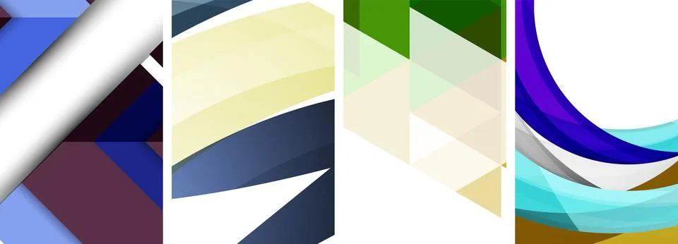 Sleek geometric abstract backgrounds composed of circles, lines, and triangles 스톡 일러스트