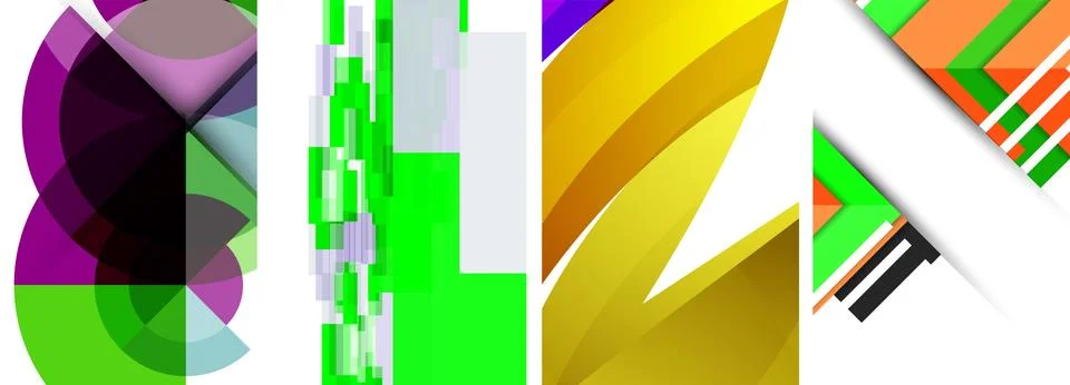 Sleek geometric abstract backgrounds composed of circles, lines, and triangles 스톡 일러스트