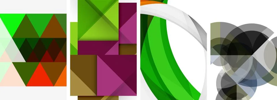 Sleek geometric abstract backgrounds composed of circles, lines, and triangles 스톡 일러스트