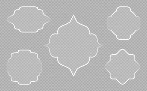 Sleek glass frames with glowing white outlines for digital creative interface Stock Illustration