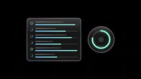 Sleek glass UI design showcasing course progress with a semi-transparent panel i Stock Footage 341329422