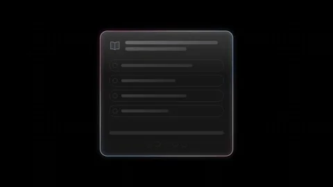 Sleek glass UI quiz flow interface featuring soft glow effects in azure and rose Stock Footage 341329466