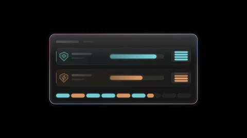 Sleek glass UI scoreboard design featuring a black background with a translucent Stock Footage 341329481