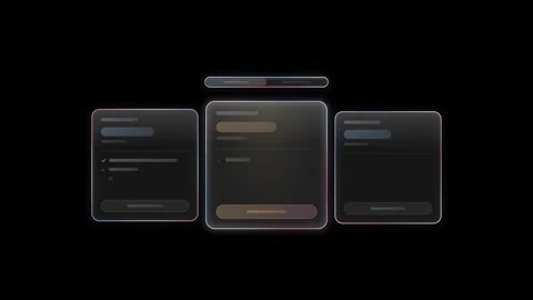 Sleek glass UI showcasing pricing tiers with a modern aesthetic featuring transl Stock Footage 341306789
