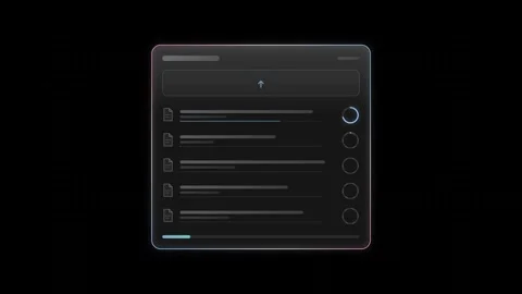 Sleek glass user interface for file upload with vibrant azure and rose rim accen Stock Footage 341306858
