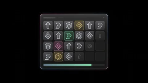 Sleek glass user interface inventory grid featuring a transparent design with az Stock Footage 341329511