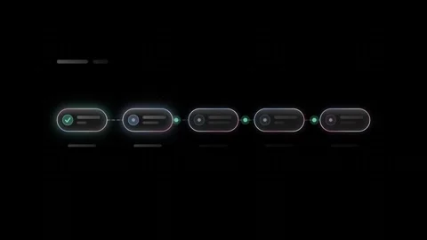 Sleek Glass User Interface Pipeline Animation with Black Background Featuring Fi Stock Footage 341306881