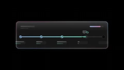 Sleek glass user interface for shipment tracking featuring a modern design with Stock Footage 341329485