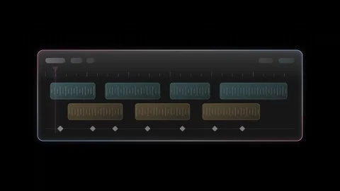 Sleek glass user interface showcasing an edit timeline with soft pastel colors f Stock Footage 341306842