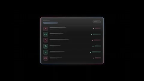 Sleek glass user interface showcasing transaction details with a modern aestheti Stock Footage 341306869