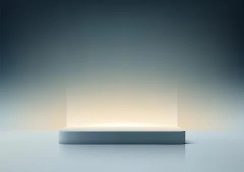 Sleek gray 3d platform mockup for product display showcase on reflective su.. Stock Illustration