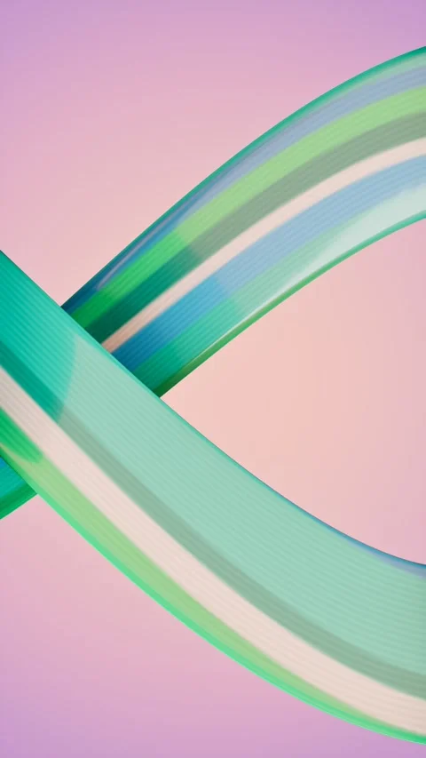 Sleek green and white wave on gradient background. 3d rendering Stock Footage 340245708