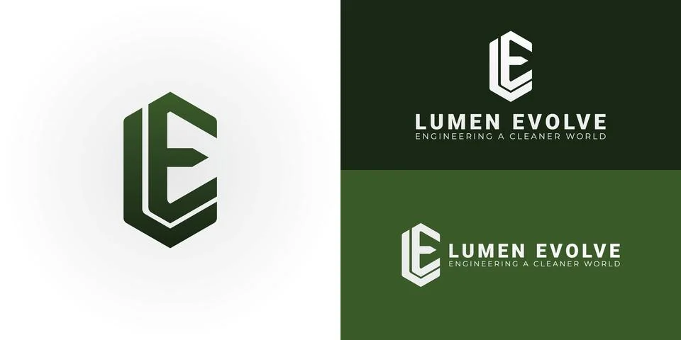 Sleek LE logo for Green Tech. Stock Illustration