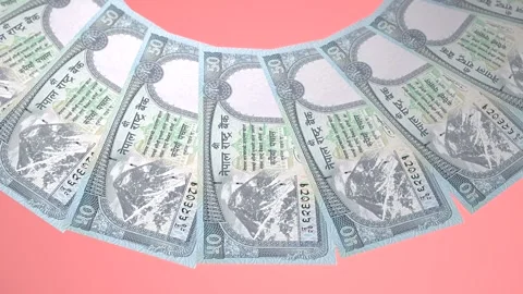 Sleek Looping Design 50 Rupee Curency of Nepal Stock Footage 308480898