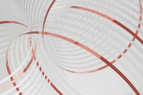 Sleek metallic red lines as dynamic spiral pattern on a minimalist white back Stock Photos